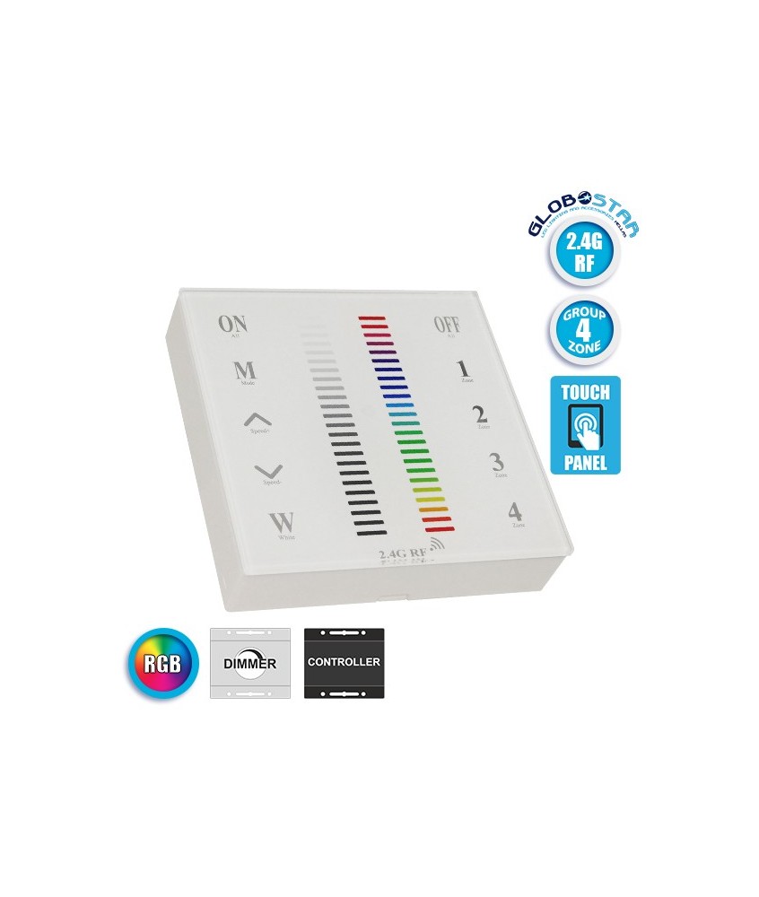 Ασύρματο LED RGB Χειριστήριο Αφής και Τοίχου 2.4G RF Έως και 4 Διαφορετικά Groups DC GloboStar 73417